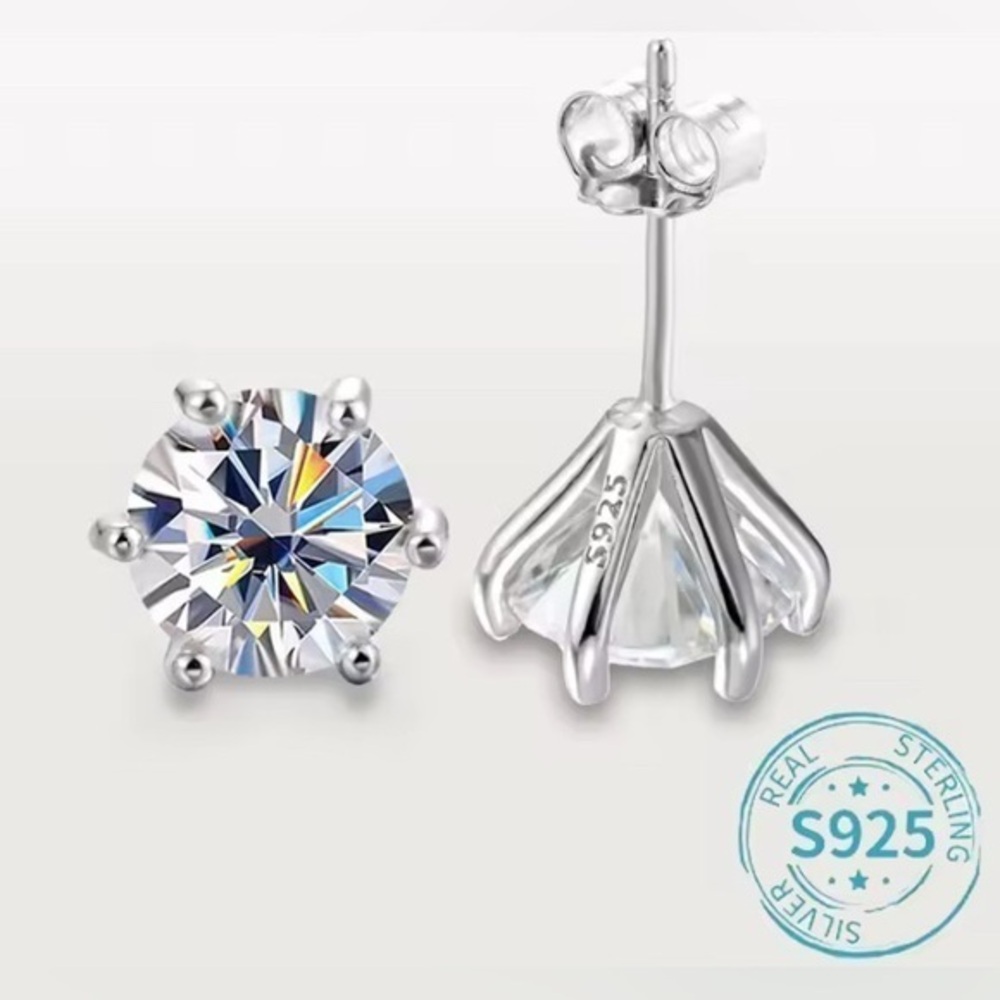 New 3 C.T.W. Earrings .925 Sterling Silver